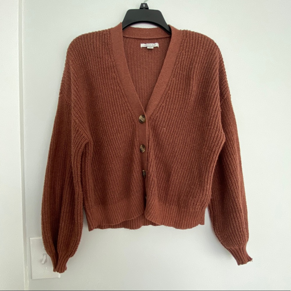 American Eagle loose puff-sleeve cardigan XS
